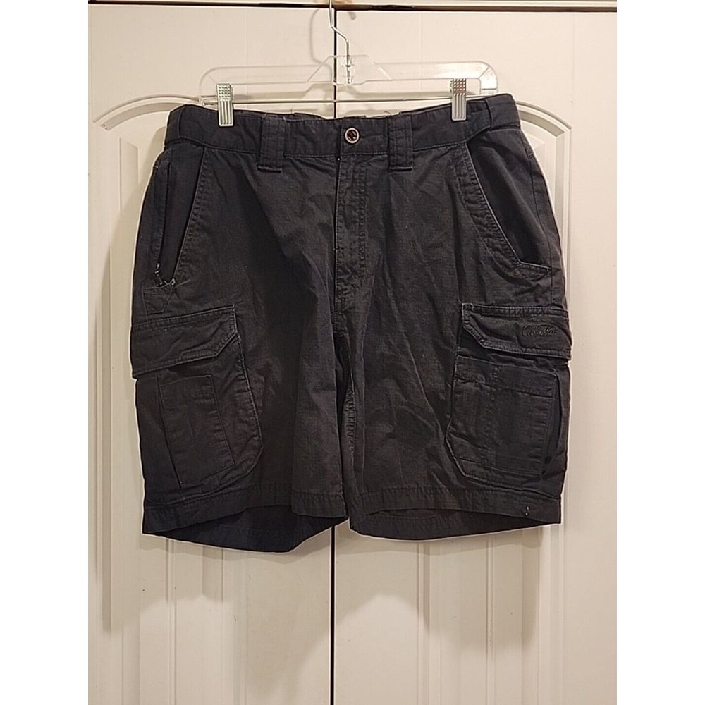Cabelas Ripstop Cargo Shorts Mens 38 Black 56835 Cotton  9" Inseam 10 Pocket